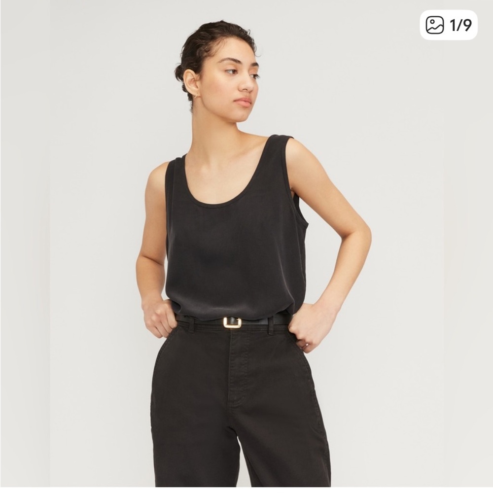 Everlane Black Washable Silk Tank Top